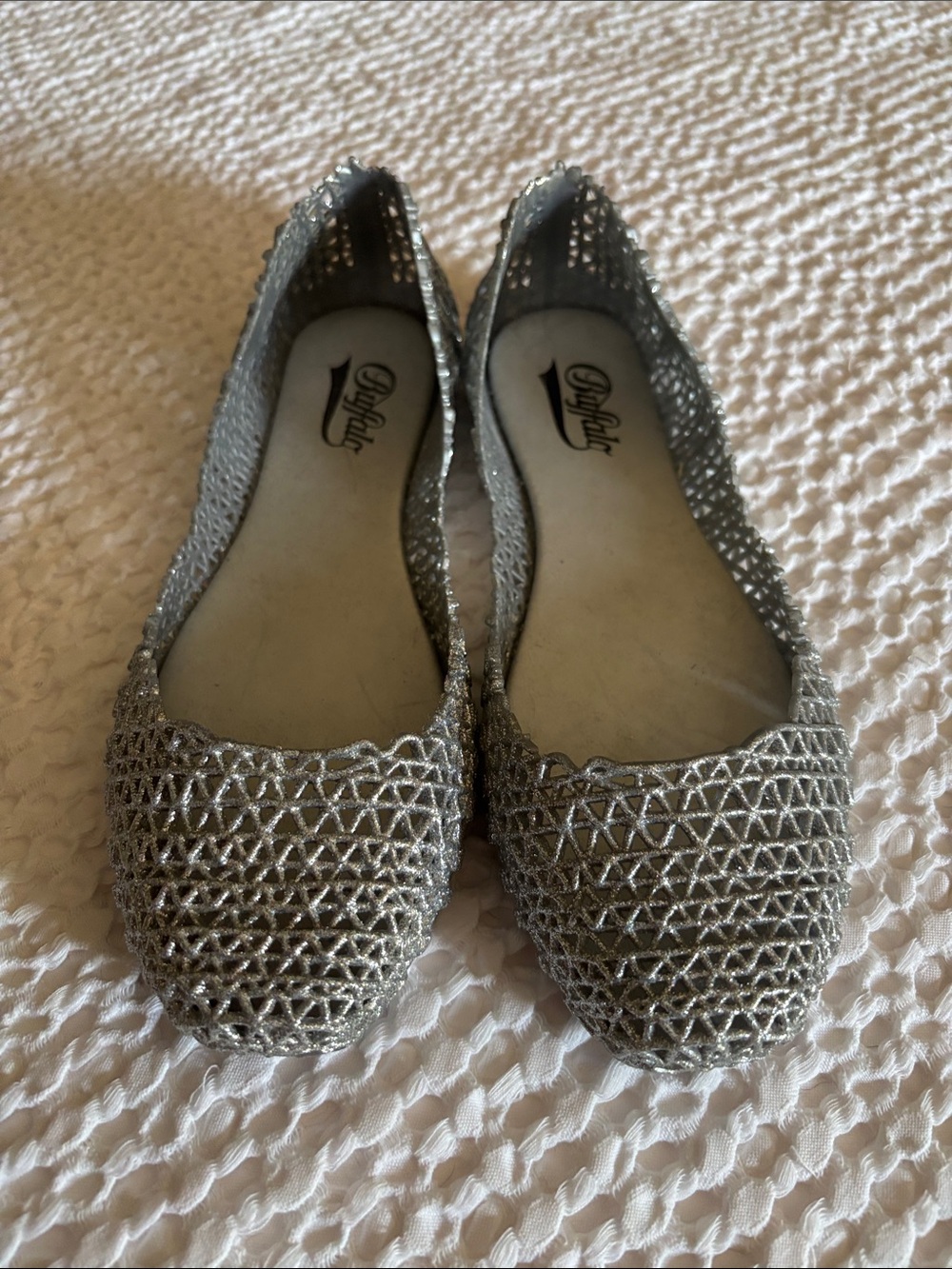 Buffalo Metallic Silver Woven Flats